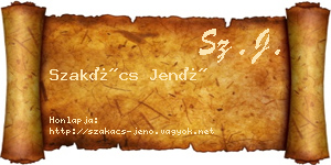 Szakács Jenő névjegykártya